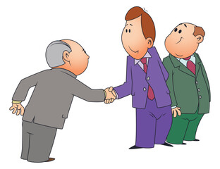 Businessmen shake hands. Good deal.
