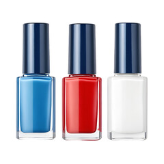 Obraz premium 3 Different colors nail polish blue red and white isolated on white background.