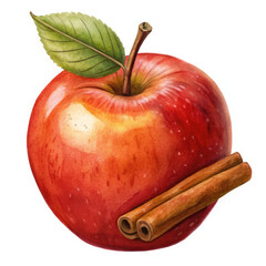 apple with cinnamon on white background