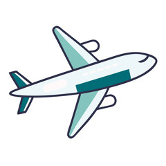 Airplane icon flying in a minimalist style with pastel colors  
