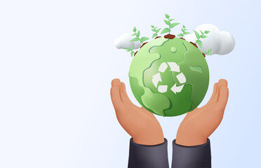 Hands holding small planet globe, happy earth day vector concept. African hands holding globe, earth. World Environment