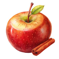 apple with cinnamon on white background