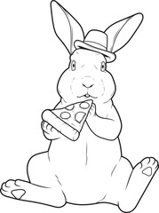Rabbit Pizza Animal Vector Graphic Art Illustration