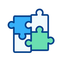 Puzzle Pieces Fitting Together Icon Design
