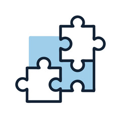 Puzzle Pieces Fitting Together Icon Design