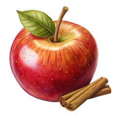 apple with cinnamon on white background