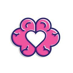 mental health icon. vector symbol of brain and heart or mind therapy. simple color 3d design style
