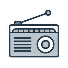 Radio with Tuning Antenna Icon Design
