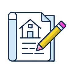 Real Estate Design Document with Pencil Icon Design