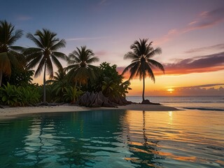 sunset over the beach or lake

