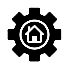 Real Estate Inside Gear Symbol Icon Design