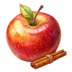 apple with cinnamon on white background