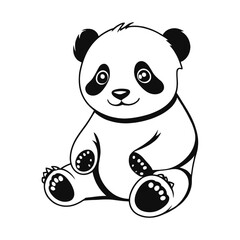 Cute cartoon baby panda bear illustration vector outline