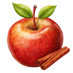 apple with cinnamon on white background