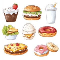 Colorful Cartoon Food Illustrations
