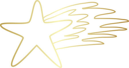 Set of golden stars in doodle style