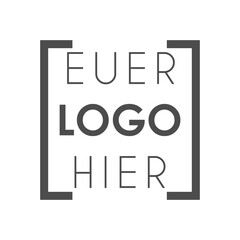 Platzhalter EUER LOGO HIER - deutscher Text in grauem Rahmen, isoliert, für web, shop, affiliate, marketing 