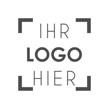 Platzhalter IHR LOGO HIER - deutscher Text in grauem Rahmen, isoliert, f&uuml;r web, shop, affiliate, marketing 