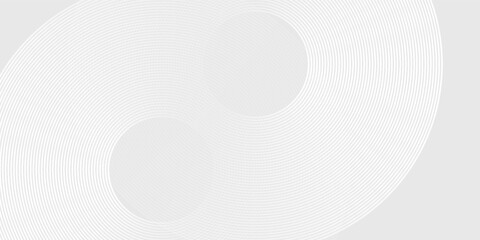 Simple white glowing geometric lines on gray background. Modern shiny blue circle lines pattern abstract simple design