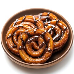 Fototapeta premium Chocolate Jalebi Drizzled with Dark Chocolate Sauce