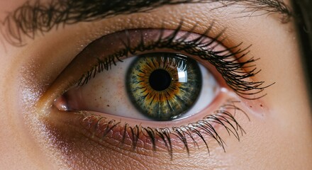 Close-up of an eye displaying vibrant colors and details  
