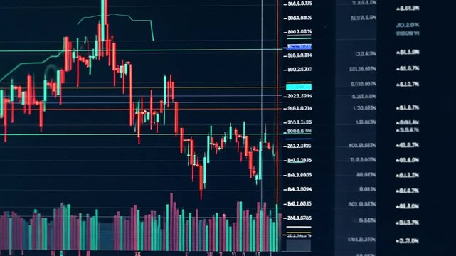 analyze business data dashboards with ingenious computer software, marketing planning business, stock market chart displayed on computer screen, stock market analysis on a computer screen