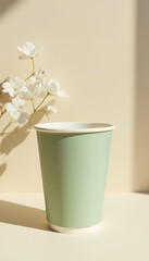  mockup paper cup with coffee on table isolated
