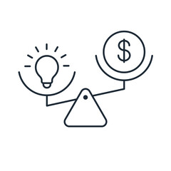 The idea is financial profit.   Generate revenue or income, business idea to make money, gain profit or create sales concept. Vector linear icon isolated on white background.