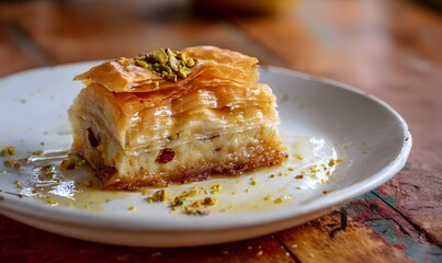 Baklava with a thin layer of filo, Generative AI