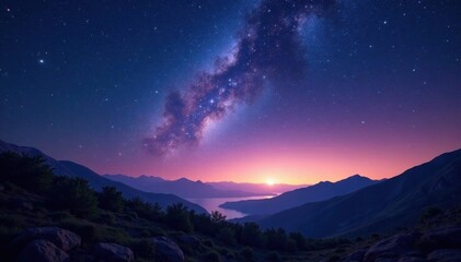 Endless star stream arching across velvet night, vast, cosmic dust, space