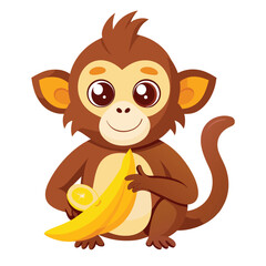 monkey with a bananna vector 
