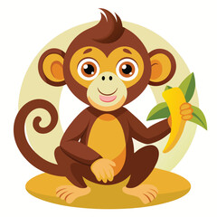 Obraz premium monkey with a bananna vector 