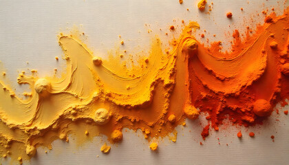 "Dusty Swirl of Warm Color Pigments in Air"

