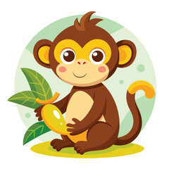 monkey with a bananna vector 