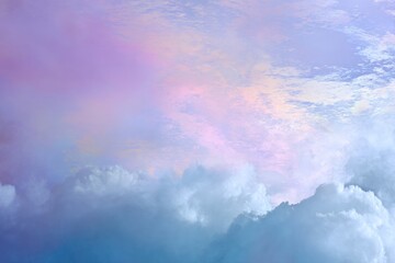 A dreamy capture of soft pastel clouds, blending seamlessly to evoke feelings of tranquility and serenity, in a world of ethereal beauty.