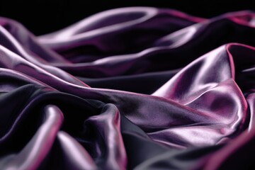 A captivating abstract pattern of silky satin fabric in a rich purple hue, creating a luxurious and sensual visual texture. The gentle folds and soft light cast subtle shadows.
