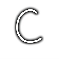 Naklejka premium White bold letter c with drop shadow on white background