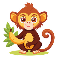 monkey with a bananna vector 