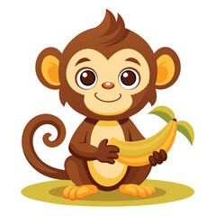 monkey with a bananna vector 