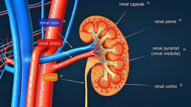 The cross section of a kidney