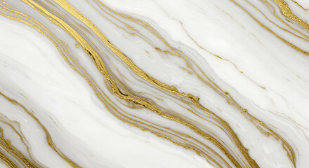 Gold Veins in White Marble: Elegant Fluid Art AI Generated