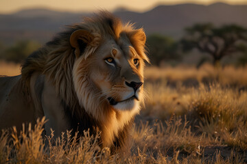 "Wildlife Safari Shot of Lion in Natural Setting"

