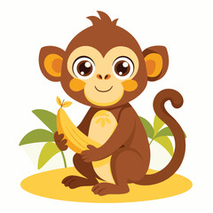monkey with a bananna vector 