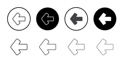Left arrow icon Symbol line set