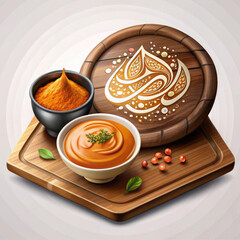 arabic shaurama with sauce on a wooden board