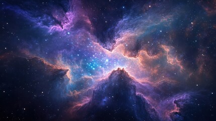 Fototapeta premium Colorful space nebula with stars scattered across a dark background