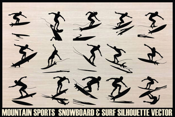 Naklejka premium Ski Snowboard Mountain Sports Set