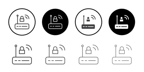 Router security icon Symbol line set