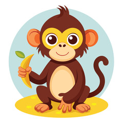 monkey with a bananna vector 