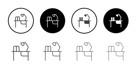 Study desk icon Symbol line set